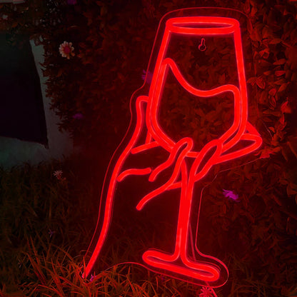 Taça de Vinho Tinto 5V USB Letreiro de LED - Econômico