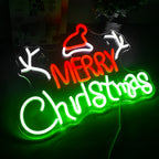 MERRY Christmas – Gorro de Pai Natal e hastes – letreiro de néon LED (5 V USB)