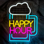 A imagem apresenta um letreiro de LED neon vibrante no formato de uma taça de vinho.