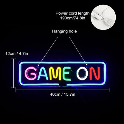 Letreiro de LED "Game On" 5V USB - Econômico