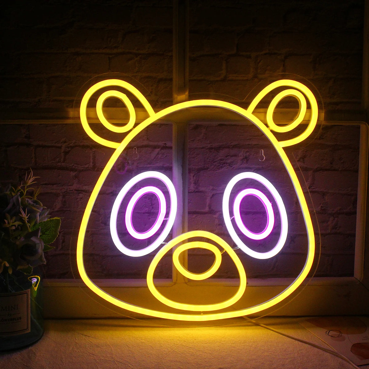 Urso em estilo anime – letreiro de néon LED (5 V USB)