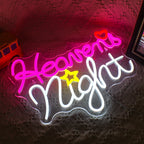 Heavens Night – Coração e estrela – letreiro de néon LED (5 V USB)