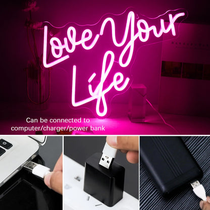 Ame Sua Vida 5V USB Letras de LED - Econômico