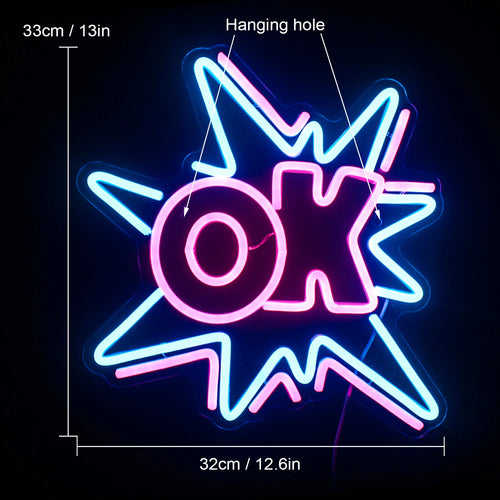 OK – Explosão de banda desenhada – letreiro de néon LED (5 V USB)
