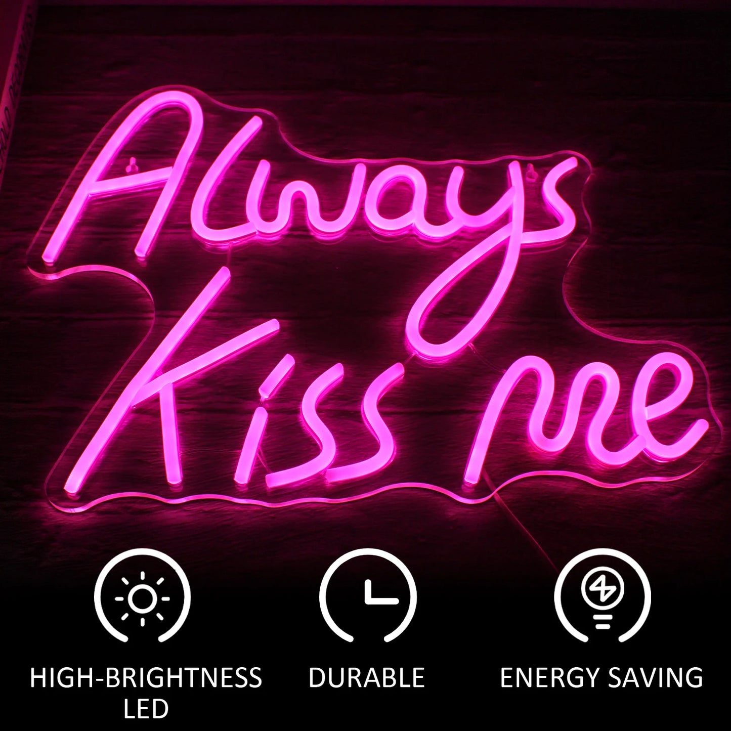 Sempre Me Beije Letreiro de LED Rosa 5V USB - Econômico