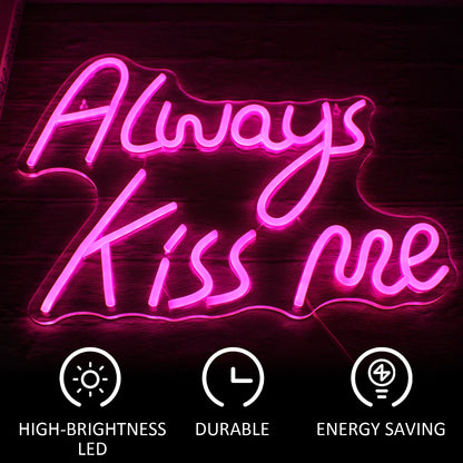 Sempre Me Beije Letreiro de LED Rosa 5V USB - Econômico