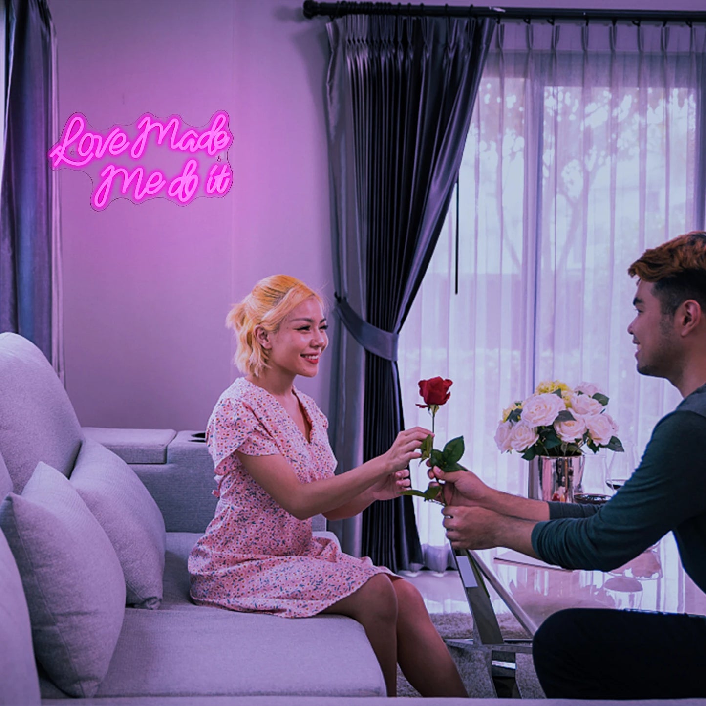 Letreiro de LED "O Amor Me Fez Fazer Isso" 5V USB - Econômico