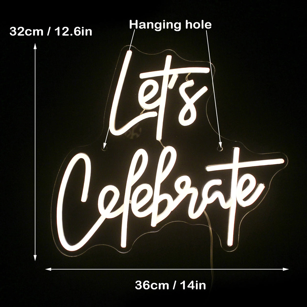 Let's Celebrate 5V USB LED Neon Sign - Budget Friendly