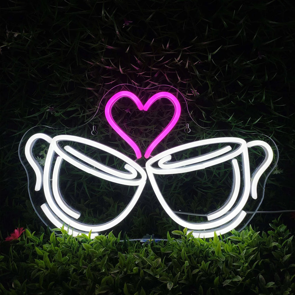 Letreiro de LED Coração Cheers para Café 5V USB - Econômico