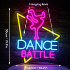 DANCE BATTLE – Bailarina e contorno triangular – letreiro de néon LED (5 V USB)