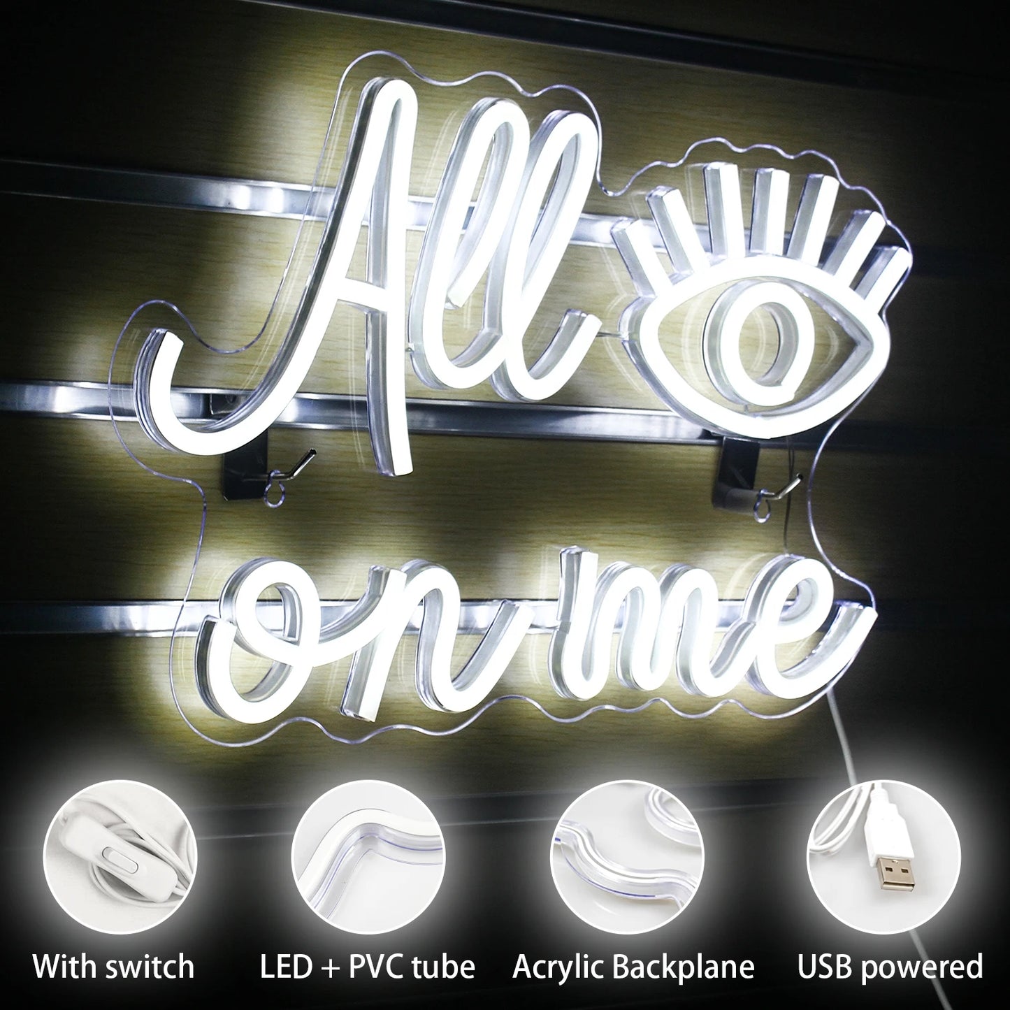 Todos os Olhos em Mim 5V USB Letreiro de LED - Econômico