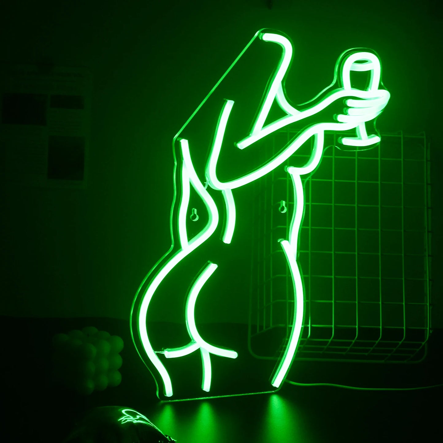 Letreiro de LED Taça de Vinho Feminina 5V USB - Econômico
