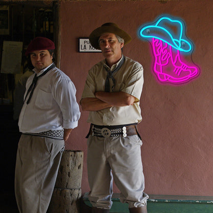 Cowboy Boot and Hat 5V USB LED Neon Sign - Budget Friendly