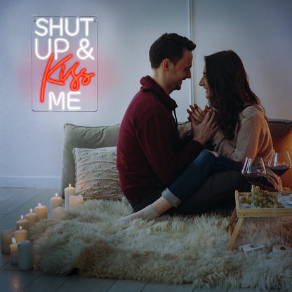 Placa de LED "Shut Up Kiss Me" 5V USB - Econômica