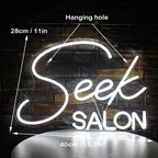 Seek SALON – reclame luminoso em néon LED (5 V USB)