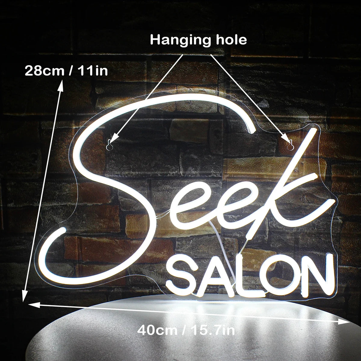 Seek SALON – reclame luminoso em néon LED (5 V USB)