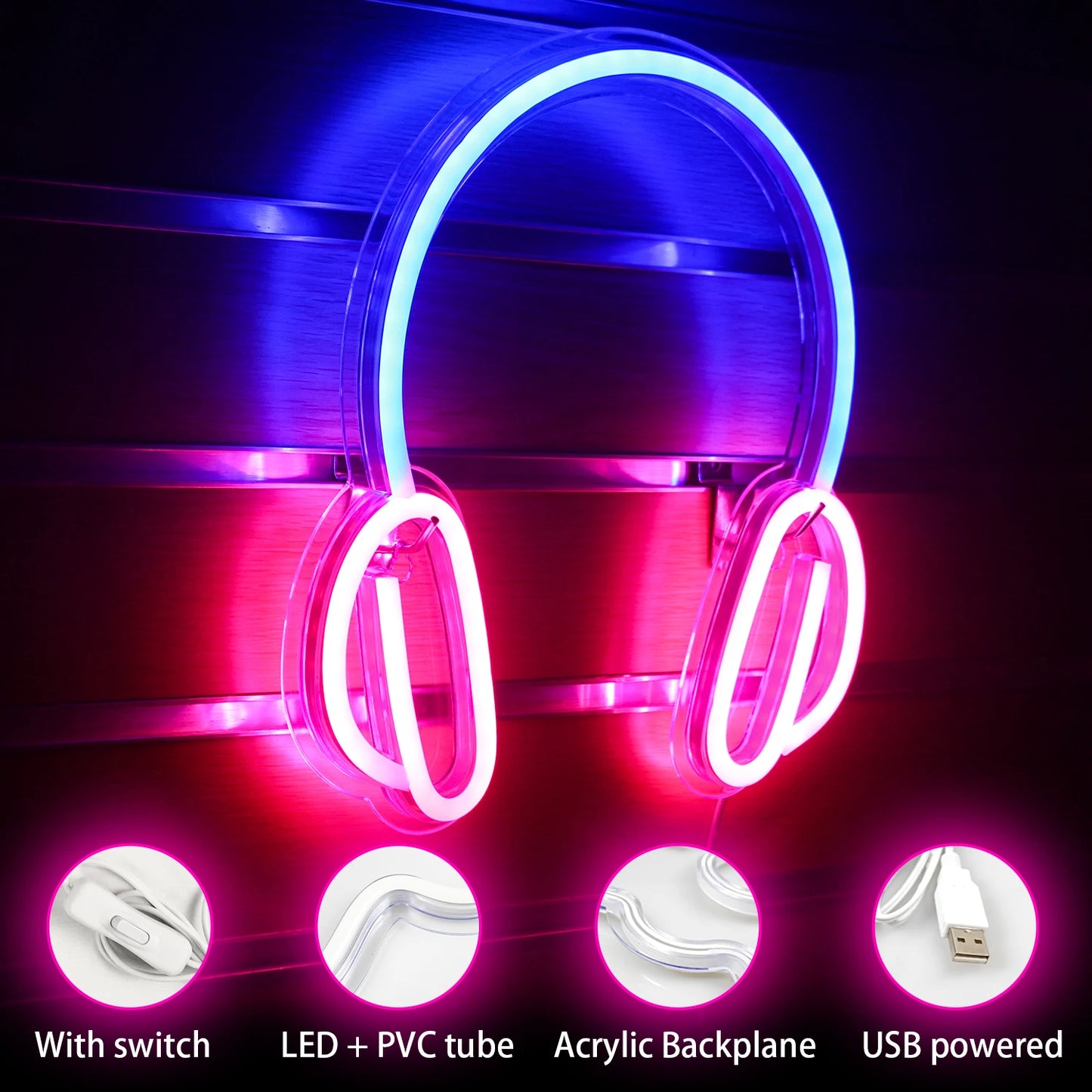 Headphone 5V USB LED Neon Sign - Budget Friendly