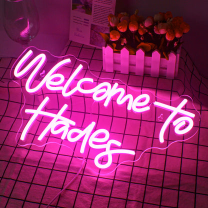 Letreiro de LED "Bem-vindo ao Hades" 5V USB - Econômico