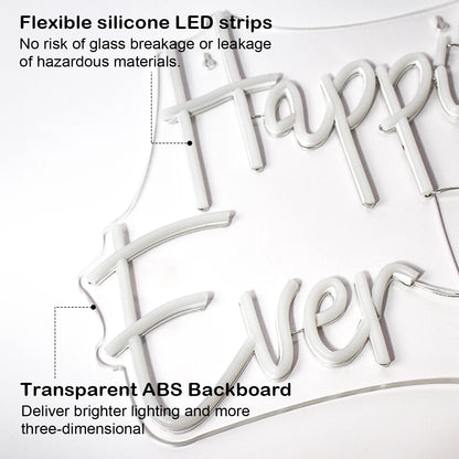 Letreiro de LED "Felizes Para Sempre" 5V USB - Econômico