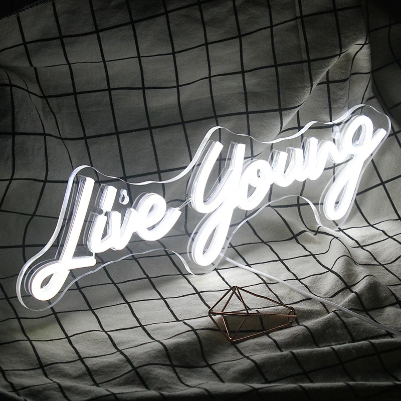 Live Young – letreiro de néon LED (5 V USB)