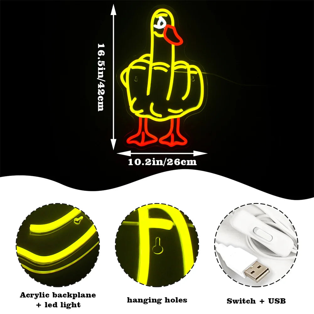 Letreiro de LED USB 5V em Forma de Pato - Econômico