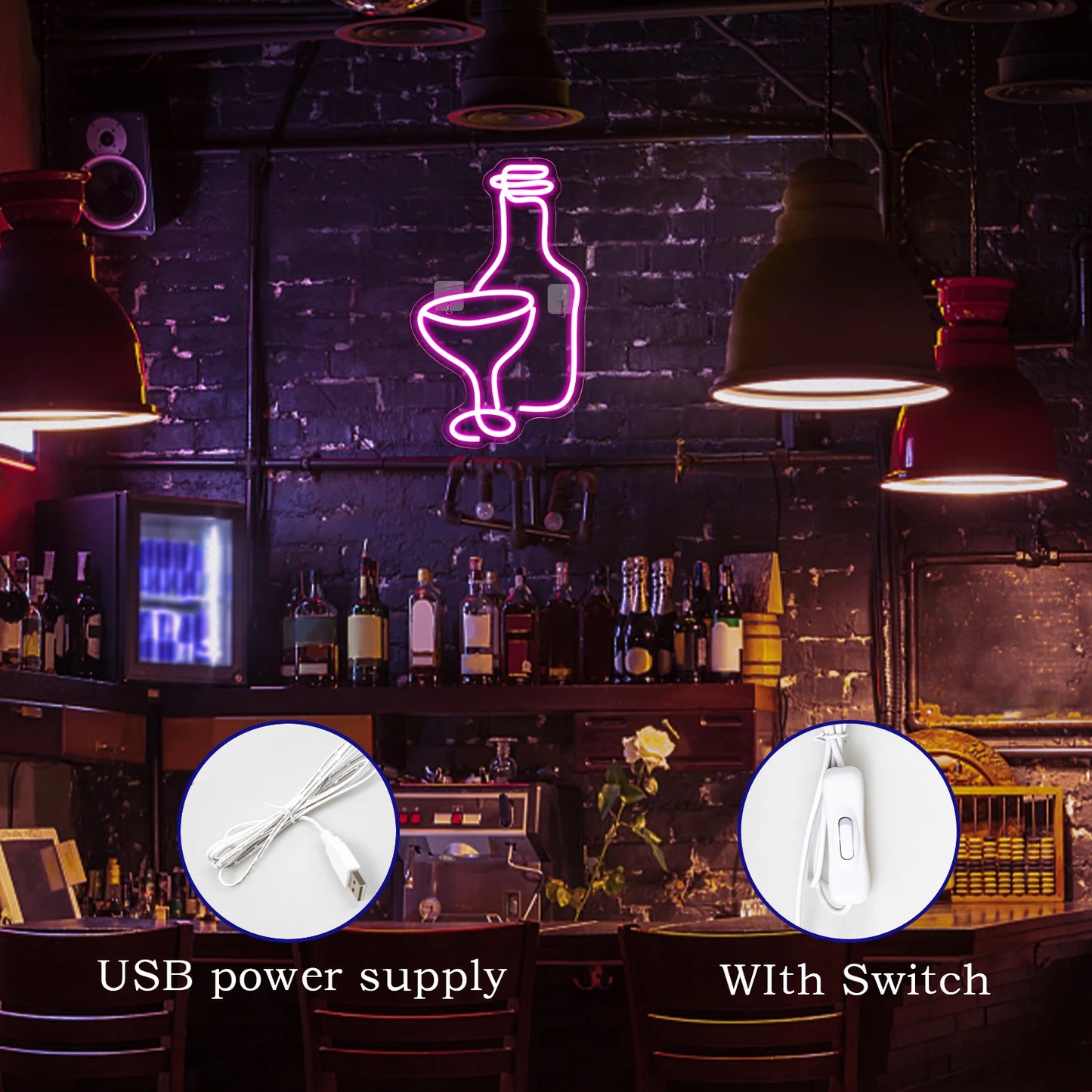 Taça de Vinho Placa de LED 5V USB - Econômico