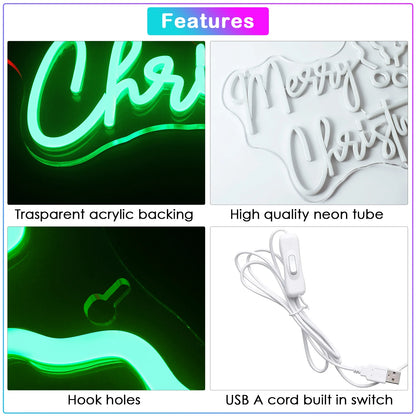 Merry Christmas 5V USB LED Neon Sign - Budget Friendly