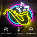 Saxofone – letreiro de néon LED (5 V USB)