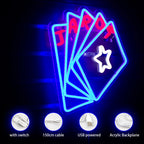 TAROT – Cartas e estrela – letreiro de néon LED (5 V USB)