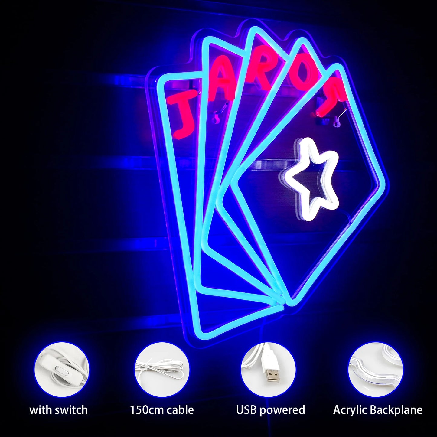 Letreiro de LED 5V USB para Pôquer - Econômico