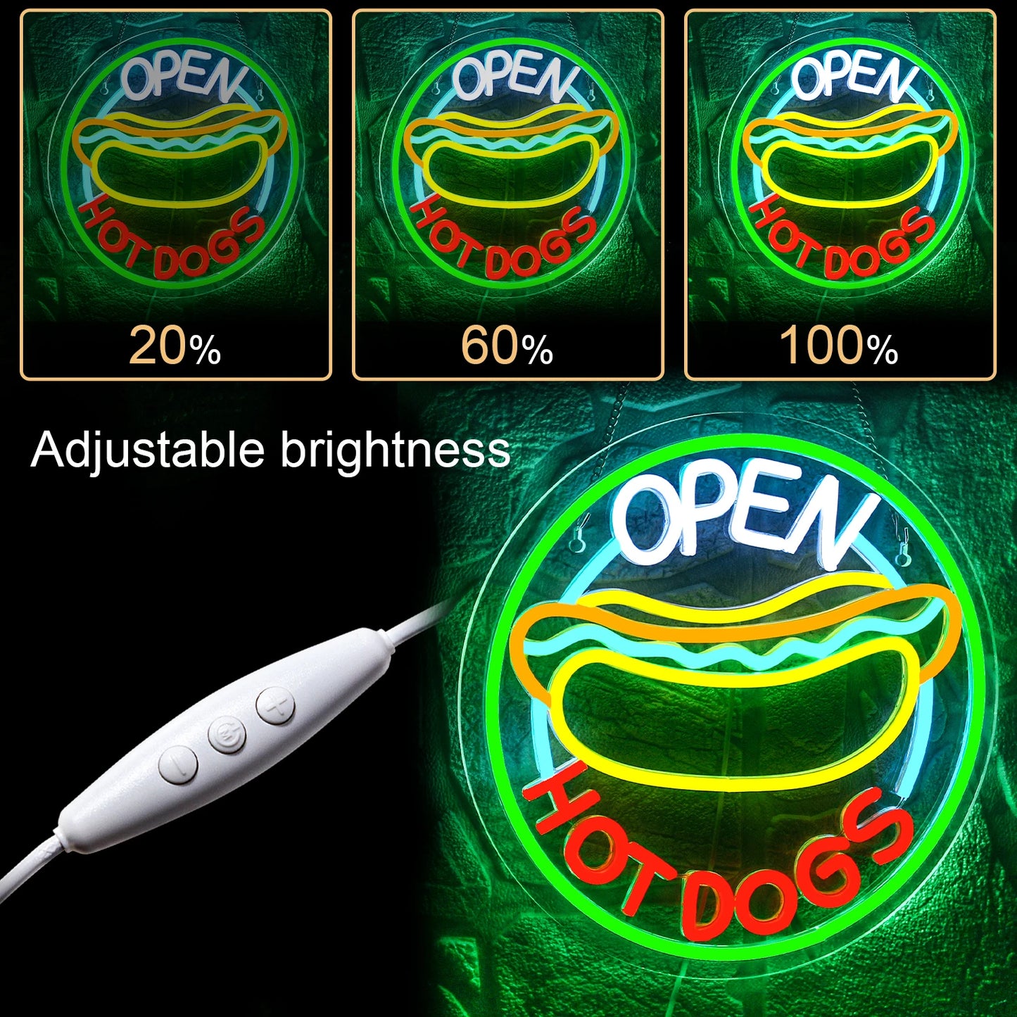 Open Hot Dogs 5V USB LED Neon Sign - Budget Friendly