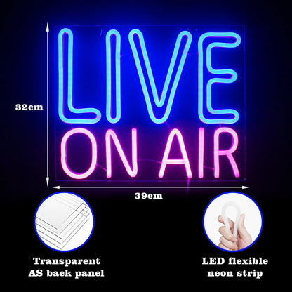 Letreiro de LED "Live On Air" 5V USB - Econômico