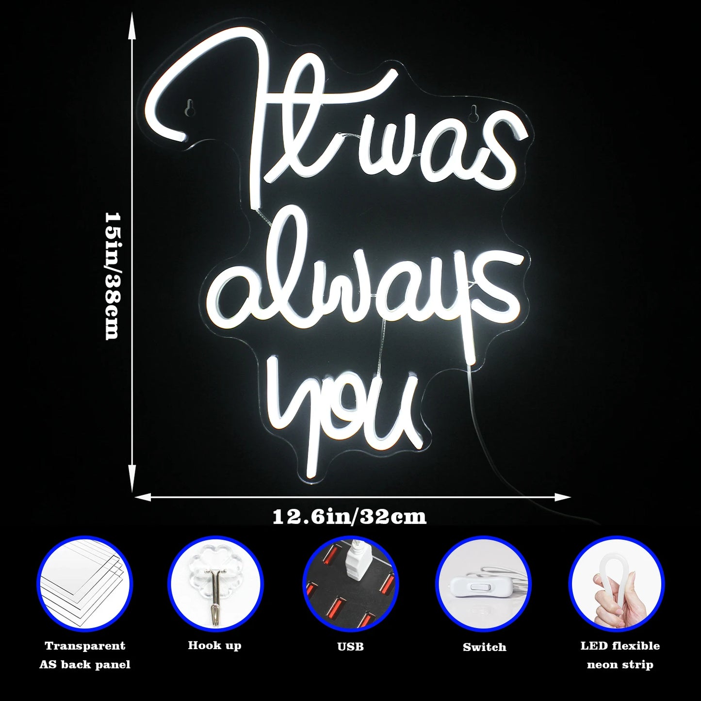 Foi Sempre Você Letreiro de LED USB 5V - Econômico