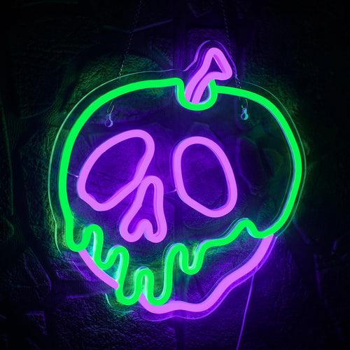 Maçã com caveira – letreiro de néon LED (5 V USB)