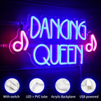 DANCING QUEEN – Notas musicais – letreiro de néon LED (5 V USB)