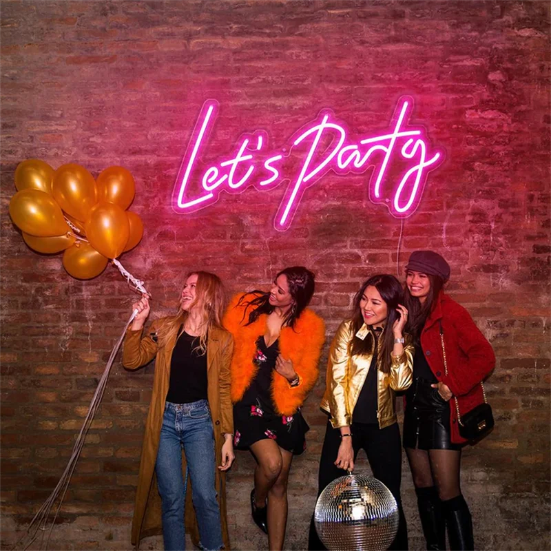Letreiro de LED "Let's Party" 5V USB - Econômico