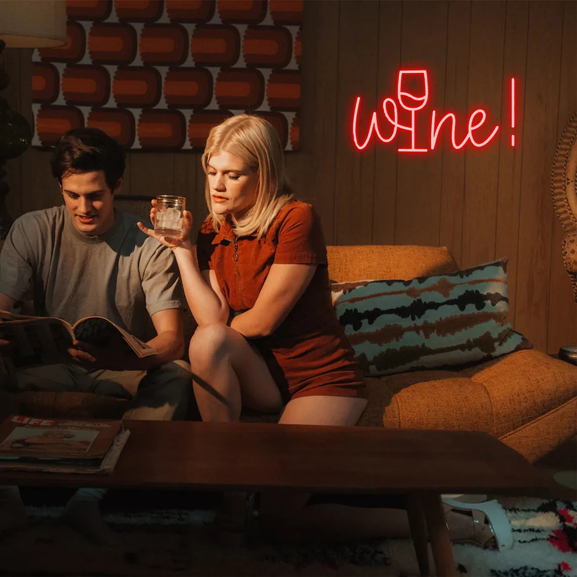 Wine – Copo de vinho no lugar do i – reclame luminoso em néon LED (5 V USB)