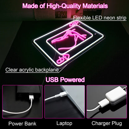 Cartas de Baralho Corpo de Dama Letreiro de LED USB 5V - Econômico