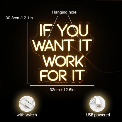 Se você quer, trabalhe por isso Letreiro de LED USB 5V - Econômico