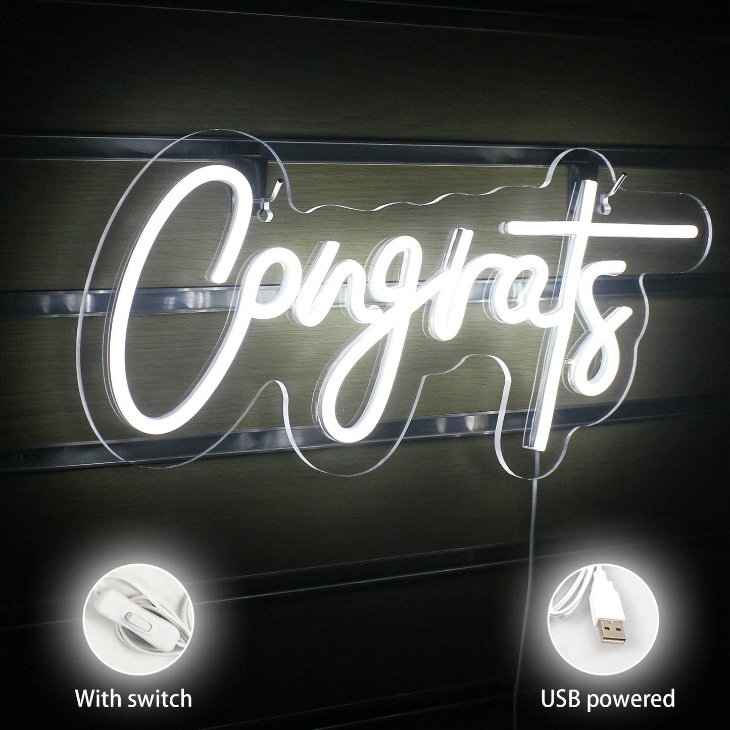Congrats 5V USB LED Neon Sign - Budget Friendly