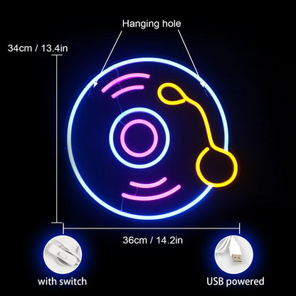 Placa de Led USB 5V em Forma de Disco de Vinil - Econômica