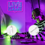 LIVE GAME – Moldura retangular – letreiro de néon LED (5 V USB)