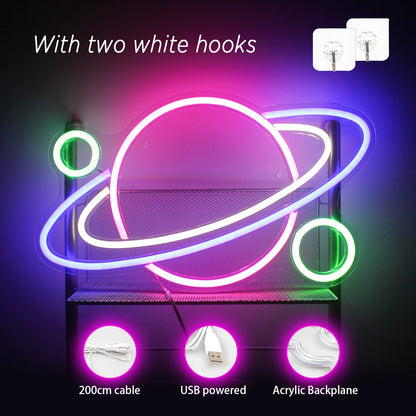 Letreiro de LED USB 5V Planeta - Econômico