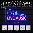 Live Music Guitar 5V USB LED Neon Sign - Budget Friendly