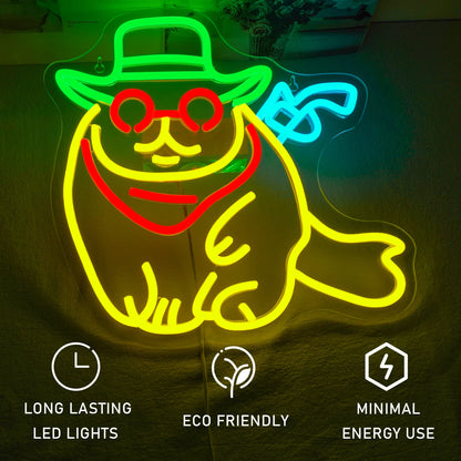 Cowboy Cat 5V USB LED Neon Sign - Budget Friendly