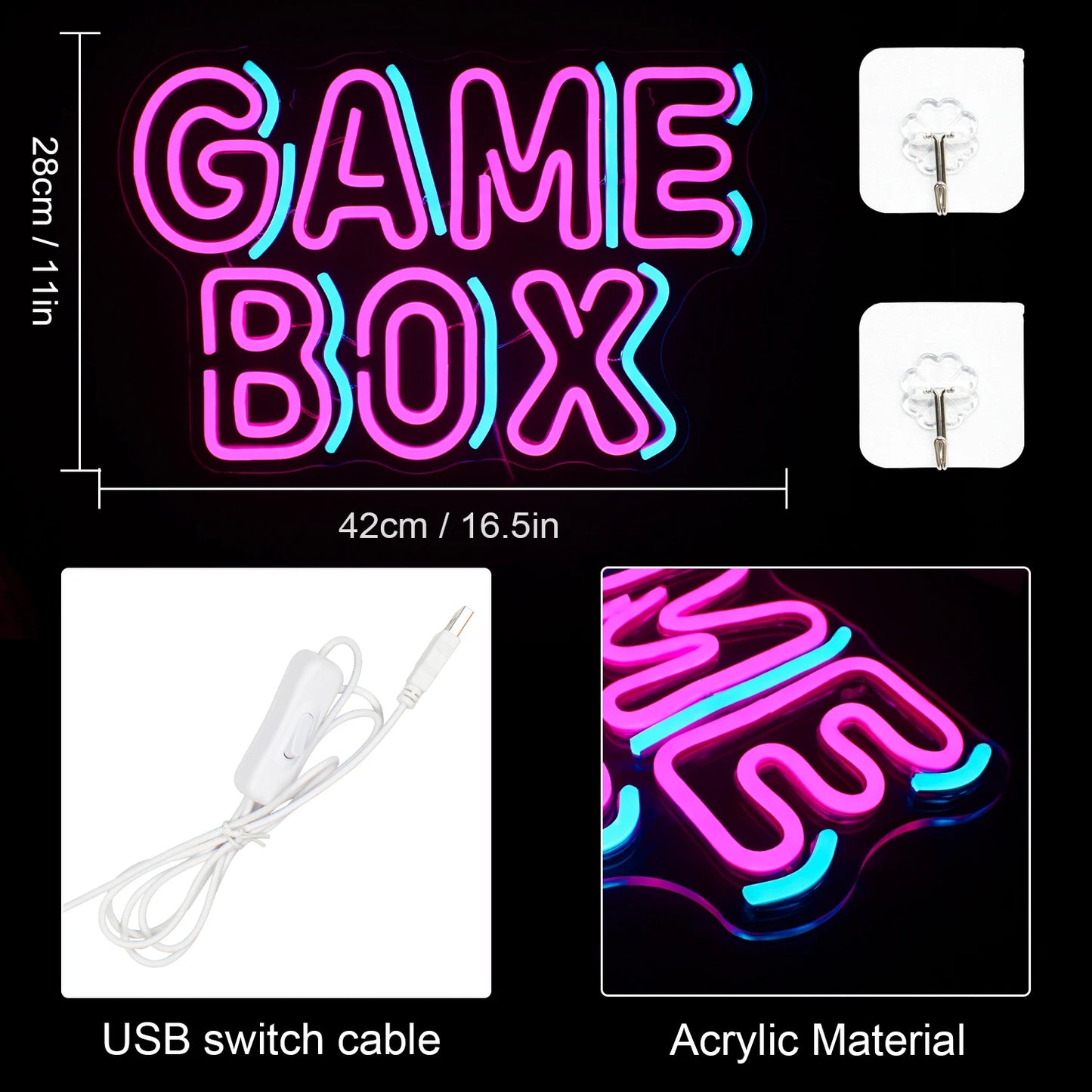 Game Box 5V USB LED Neon Sign - Budget Friendly