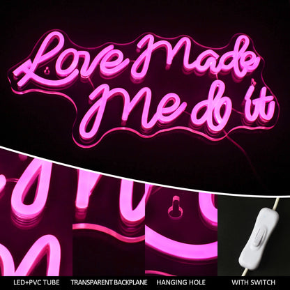 Letreiro de LED "O Amor Me Fez Fazer Isso" 5V USB - Econômico
