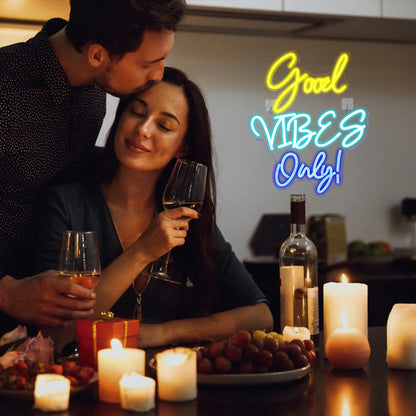 Letreiro de LED USB 5V Good Vibes Only - Econômico