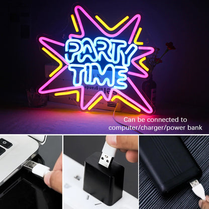 Party Time 5V USB LED Neon Sign - Budget Friendly