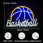 Basketball – Bola de basquetebol – reclame luminoso em néon LED (5 V USB)